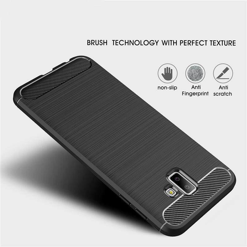 tzmar for Samsung Galaxy J6 Plus J6+ Case Cover Carbon Fiber Brushed TPU Silicone Soft Casing Phone Mobile Housing. 