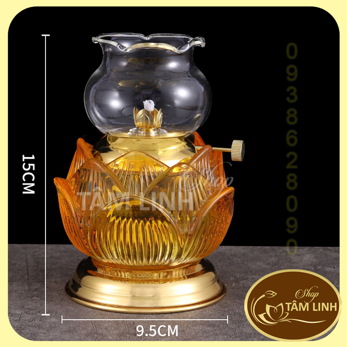 Đèn Dầu Hoa Sen Thủy Tinh 09 Nhiều Màu Nhiều Kích Thước