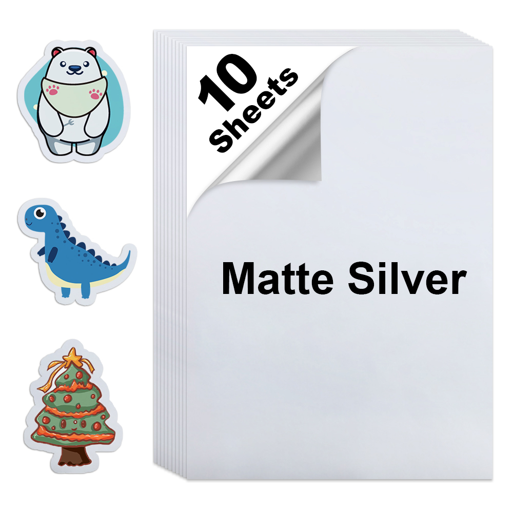 【Lowest Prices Online】 10 Sheets A4 Printable Vinyl Sticker Paper Matte Self-Adhesive Paper Waterproof for Inkjet Printer DIY Decals Gift Crafts