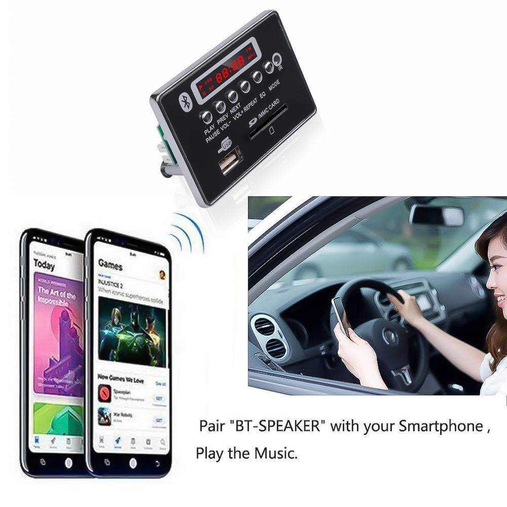 Bluetooth 5.0 MP3 Player Decoder Decoding Board Module 5 v 12v Car USB TF FM AUX Radio LED With Remote Control