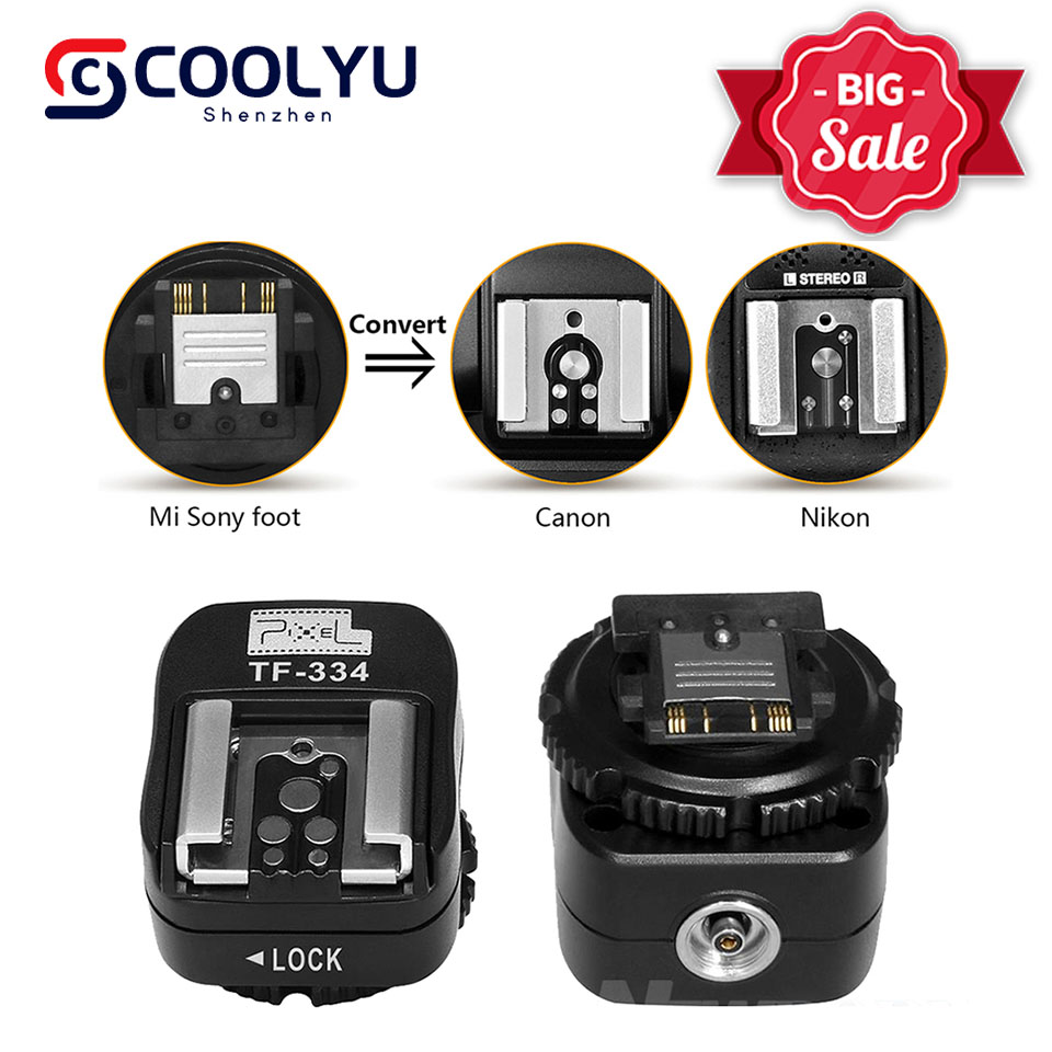 Pixel tf-334 hot giày adapter cho chuyển đổi sony mi a7 a7s a7sii a7r a7rii a7ii máy ảnh để canon nikon yongnuo đèn flash phụ kiện