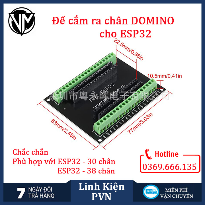 Đế ra chân Domino cho ESP32 38Pin