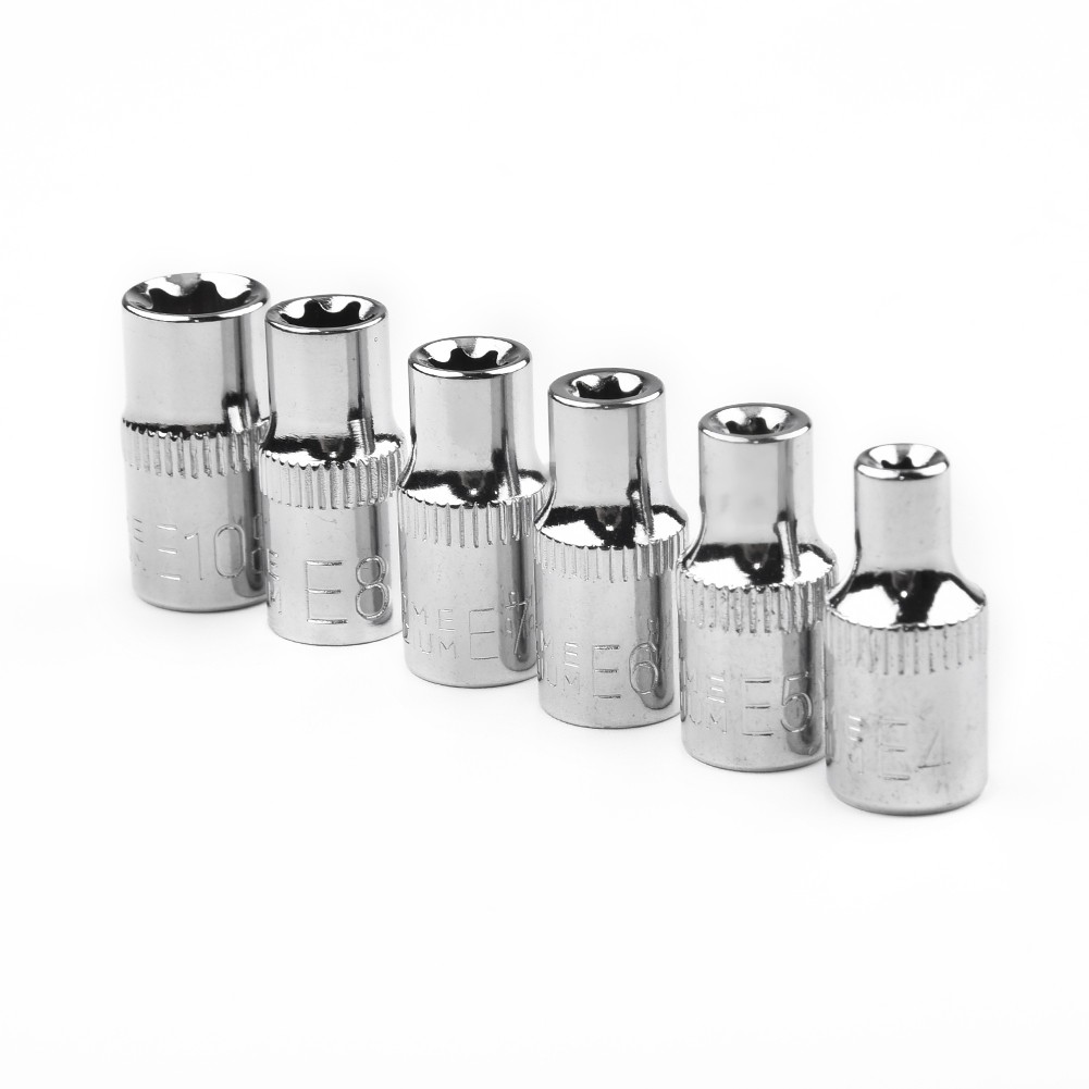 HOMETOOL Versatile 6 Piece E4 E5 E6 E7 E8 E10 Torx Star Female Bit E Socket Set