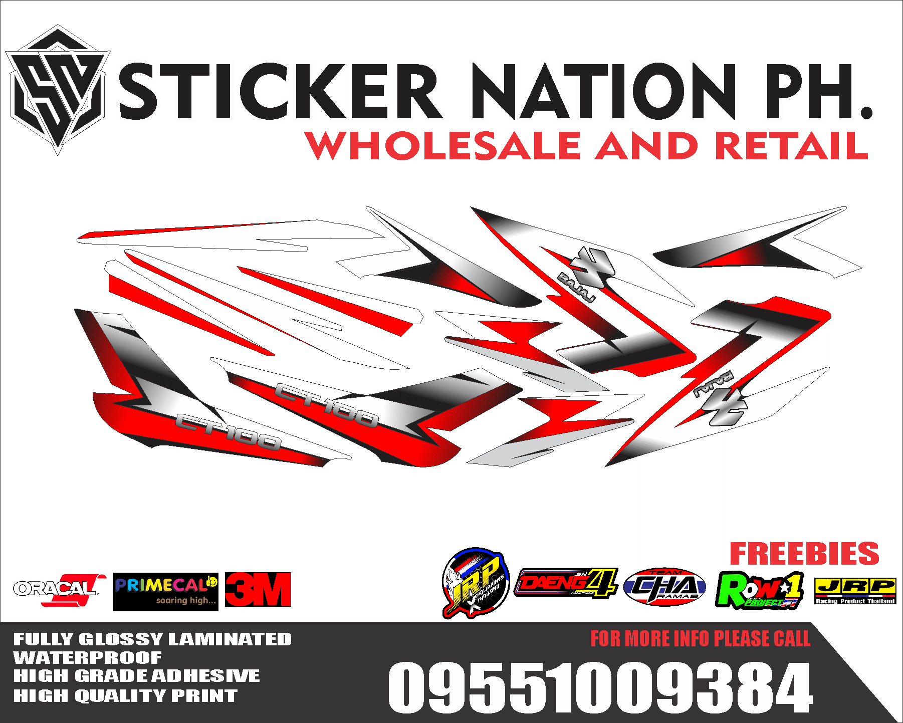 Kawasaki Bajaj Ct100 Sticker Decals 