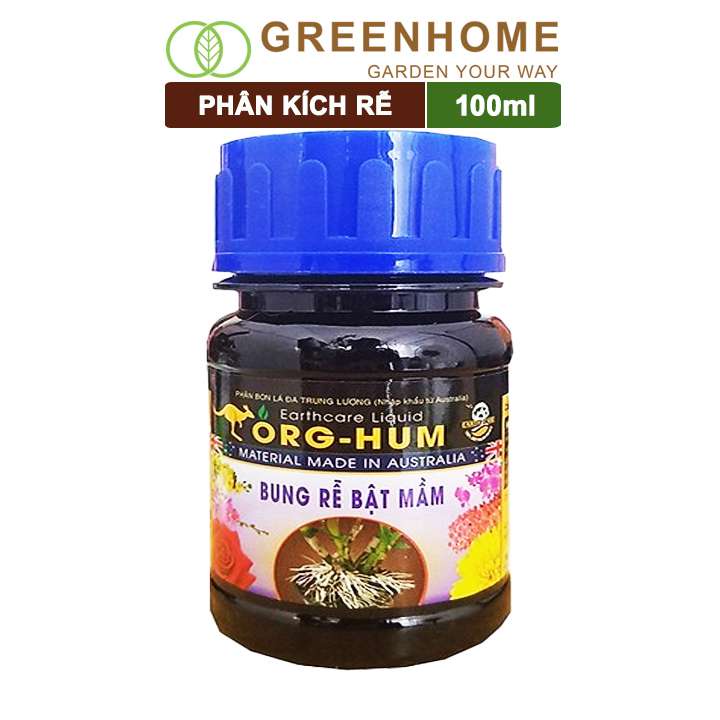 Phân bón lá kích rễ Org Hum, chai 100ml, dưỡng rễ, kích thích ra rễ, kích chồi, nảy mầm, bổ sung dinh dưỡng |Greenhome