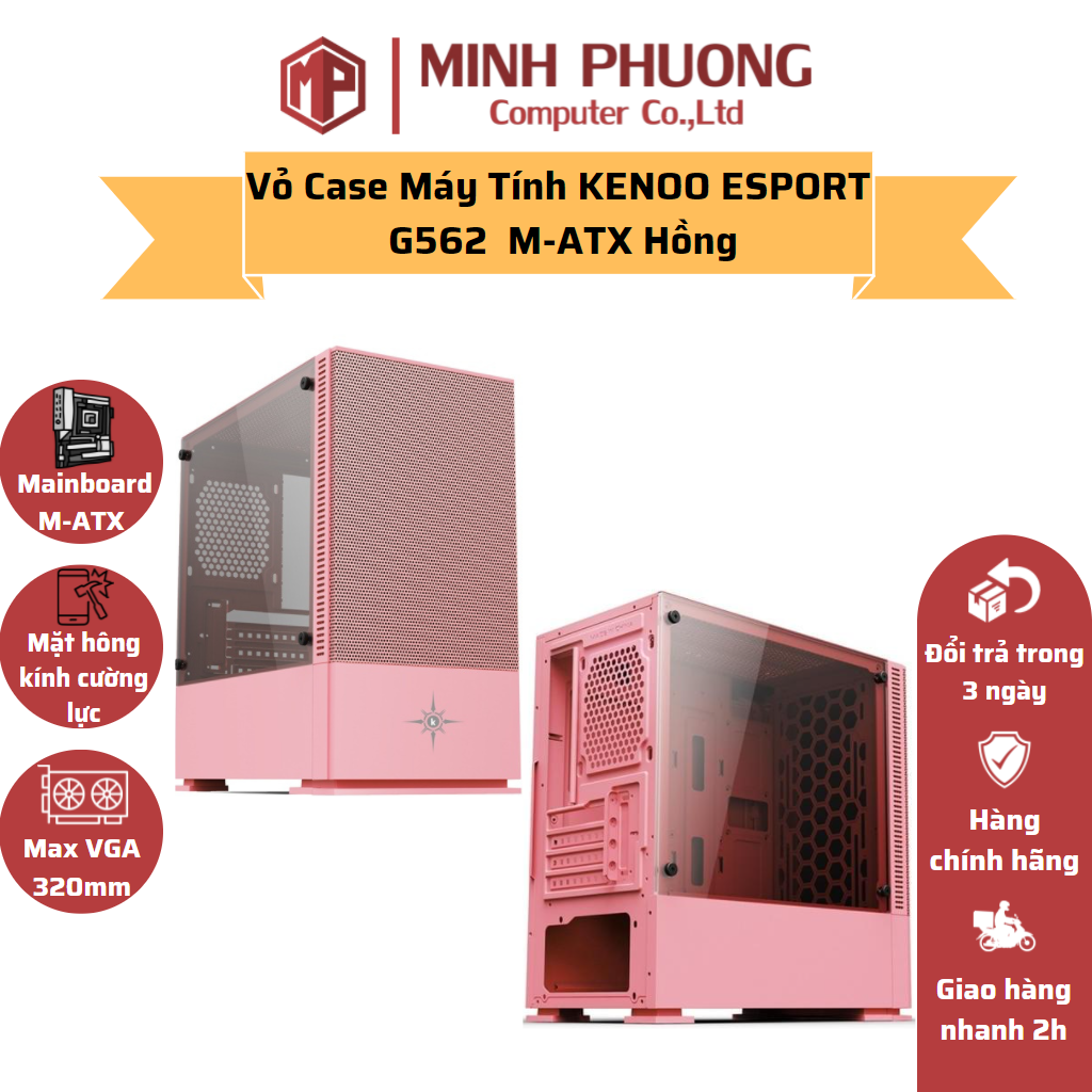 Vỏ Case Máy Tính KENOO ESPORT G562 M-ATX (Hồng)