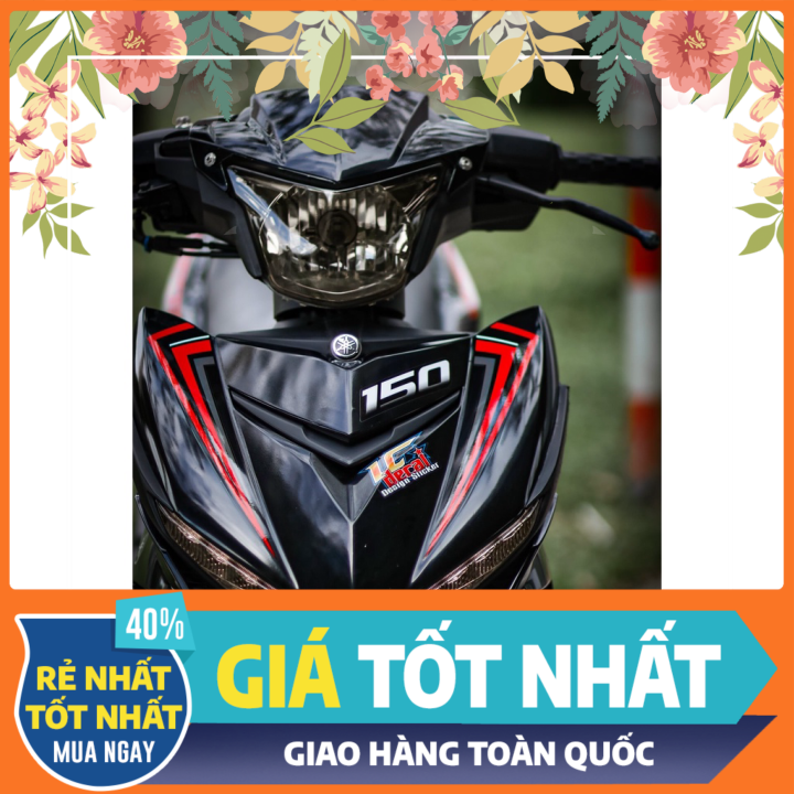 Tem rời dán xe exciter 150 mẫu chữ ex sọc đỏ trắng đen