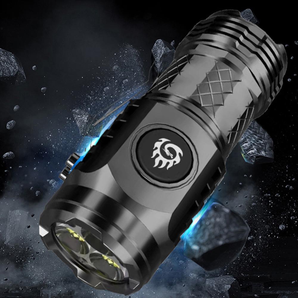 High Power LED Flashlight Torch 20W Compact Powerful Emergency Flashlights Waterproof 18350 Battery for Hiking Exploring