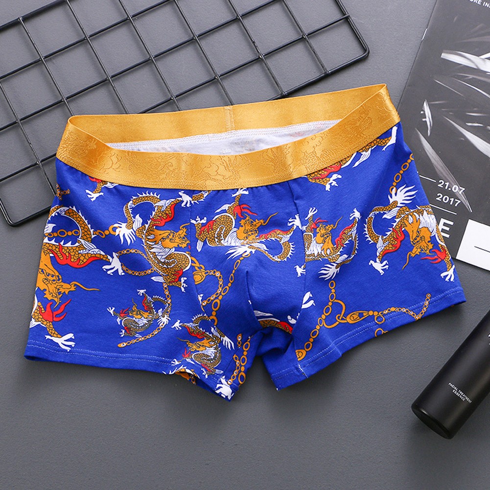⭐tobericher⭐ Dragon Pattern Cotton Men's Boxer Briefs Underwear Loose Fit and Comfortable