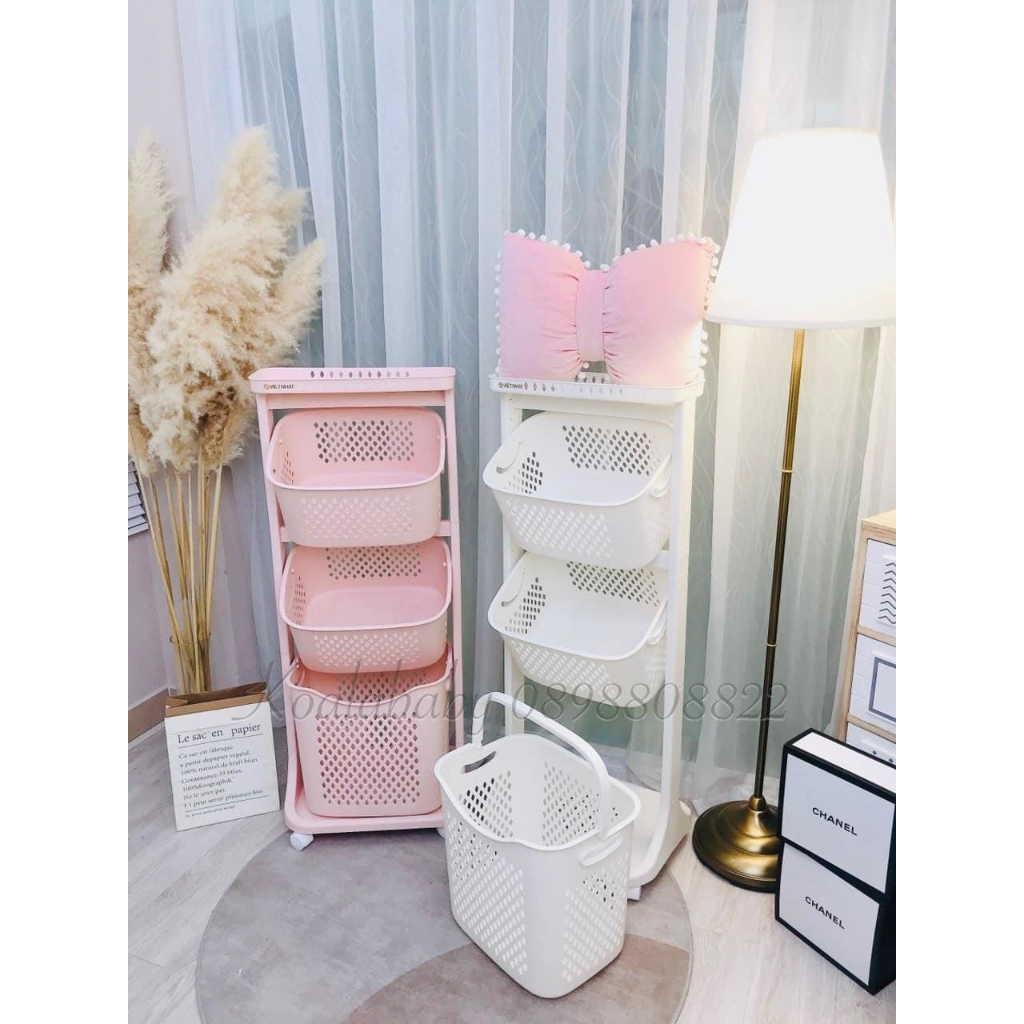 Kệ đựng đồ đa năng 3 tầng có bánh xe việt nhật
