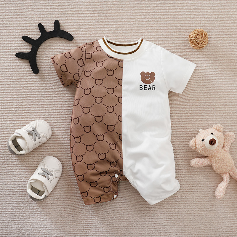 Trending in Fashion】 Newborn Clothes Cute Cartoon Patchwork Teddy
