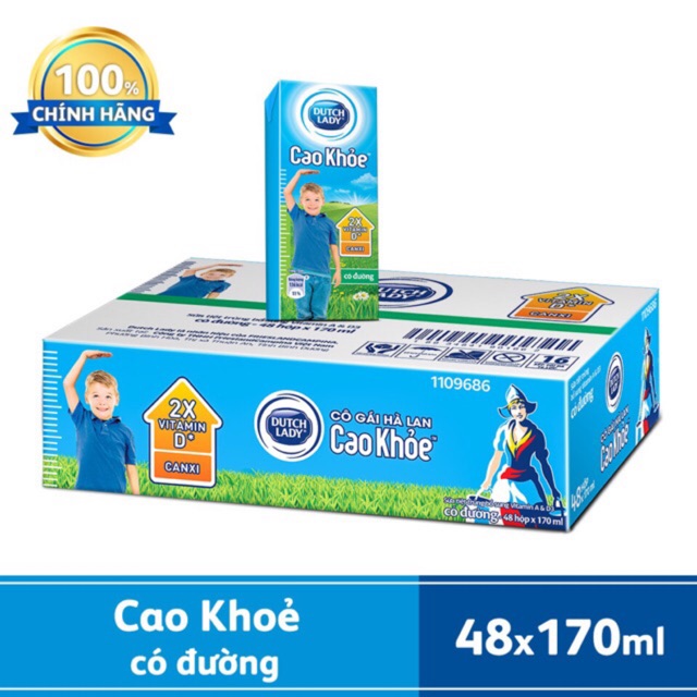 Thùng 48 hộp Sữa Dutch Lady Cao Khoẻ có đường 170ml