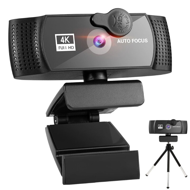 1k/2k/4k/8k webcam with tripod microphone cover speaker 120° wide-angle usb plug＆play for live streaming recording