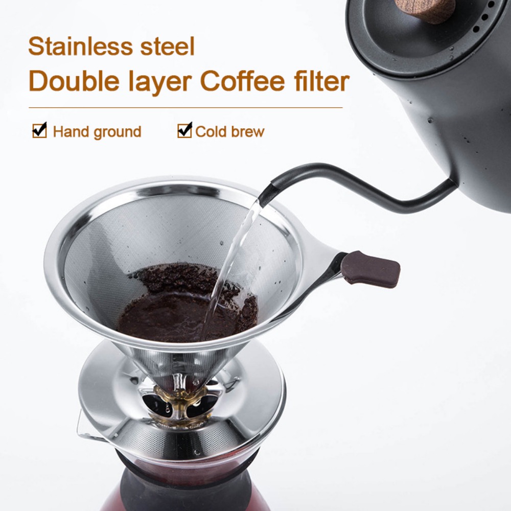 INSURRMOUNTABLE GREEABLE83IN5 Holder Double Layer 304 Stainless Steel Coffees Drip Mesh Basket Tools Coffee Filter Tea Filter