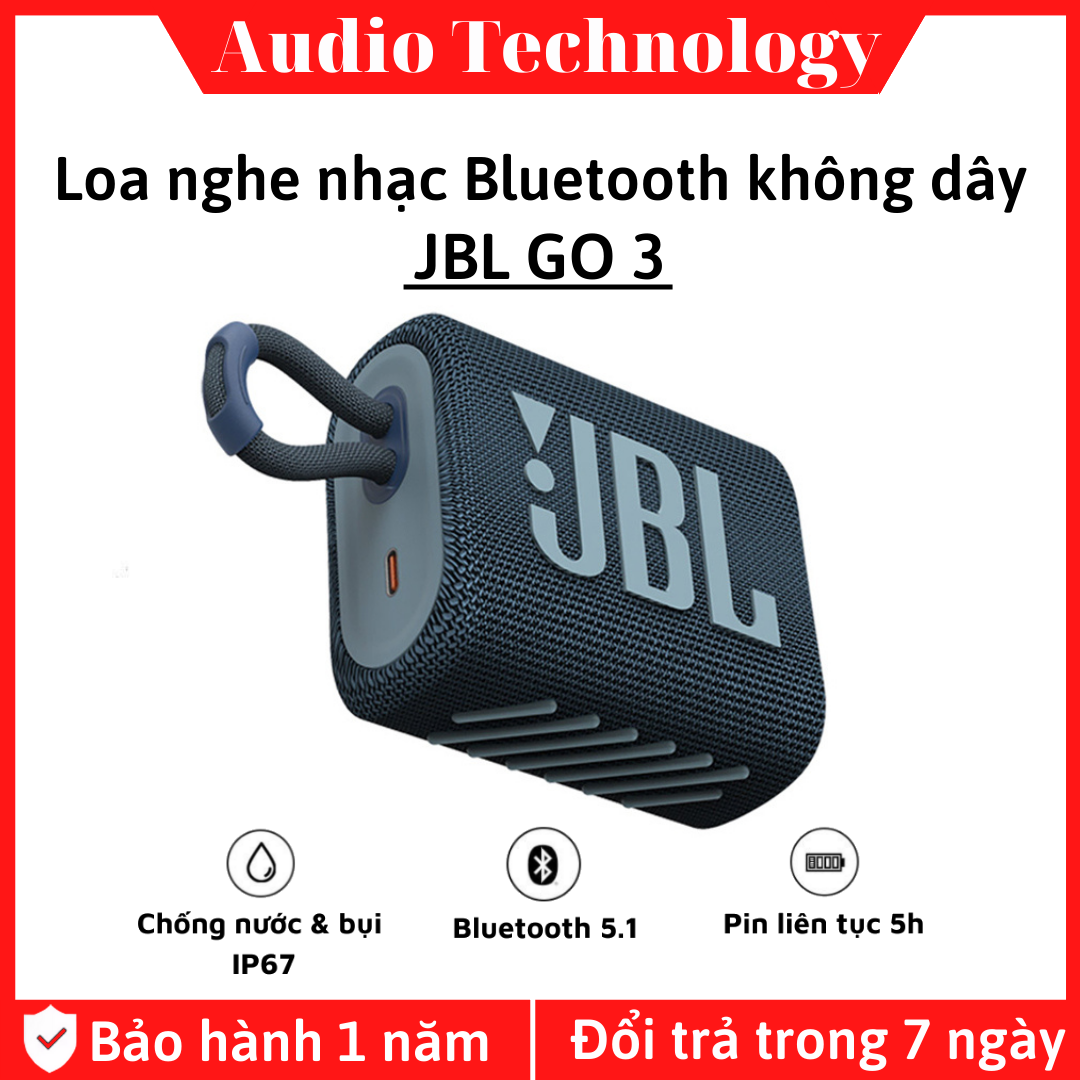 Loa bluetooth jbl go3, loa nghe nhạc công suất lớn 4.2 w, loa bluetooth bass mạnh, kháng nước và bụi ip67, công nghệ jbl pro sound, kiểu dáng di động, kết nối bluetooth 5.1