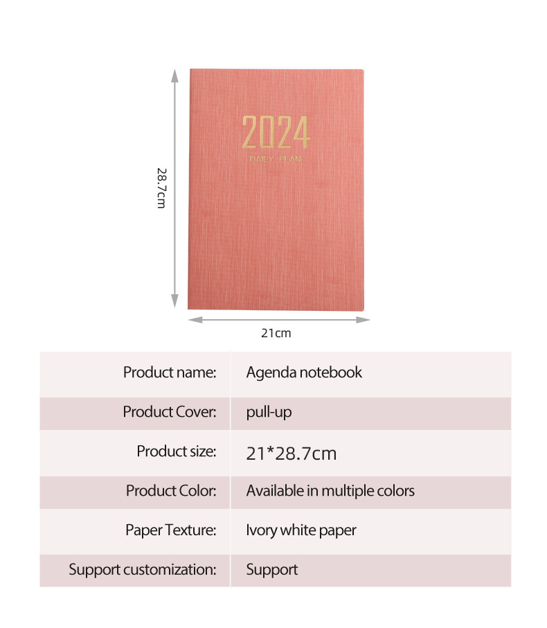 FeiEn 2024 Planner A4 English Schedule Book Thickened Japanese Plan Book Efficiency Manual Notebook Stationery