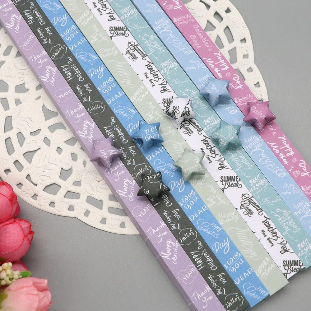 540 Sheets Colorful Star Origami Paper Cartoon Single Sided Star Paper Strip DIY Best Wishes Folding Star Kids Gift. 