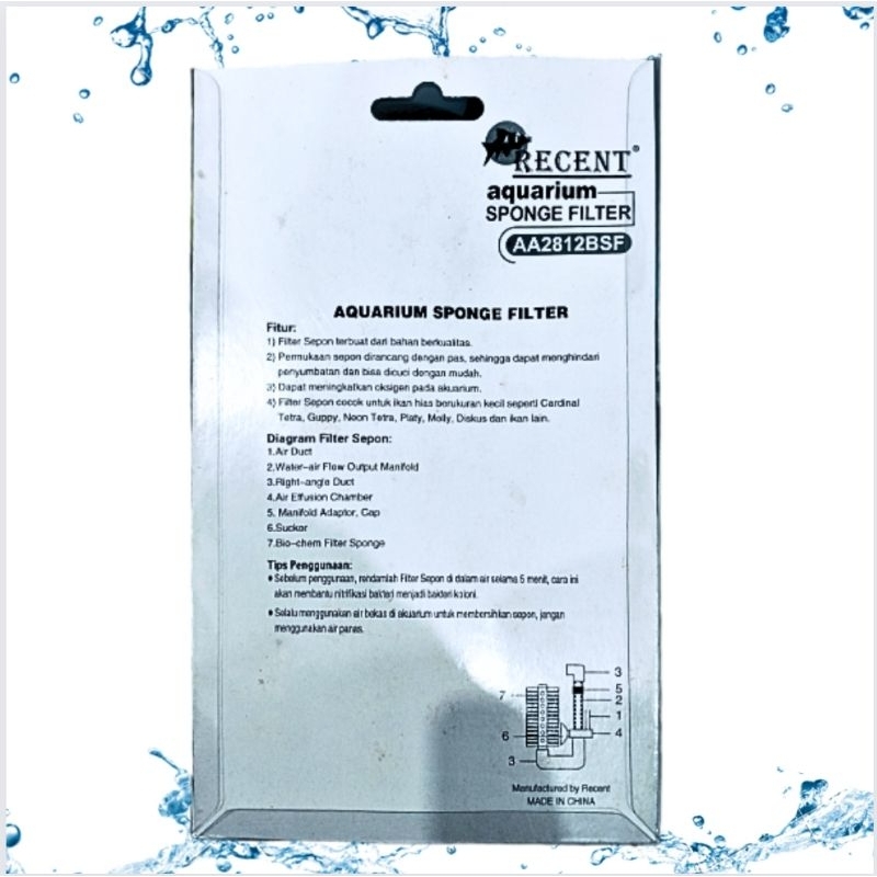 Bio sponge filter aquarium RECENT AA 2812 BSF filter oksigen