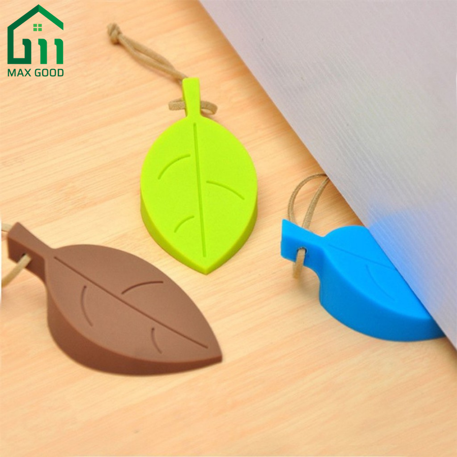 Combo Chặn Cửa Cao Su HÌNH CHIẾC LÁ Thông Minh - Silicon Chống Va Đập Cửa Kẹp Tay Bé, Gió Lùa Sập Cửa
