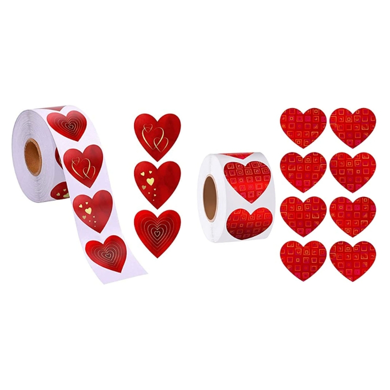 Labels For Heart 【SkinHorizon】500Pcs Labels Red Heart Stickers 1.5 in Heart Shaped ...