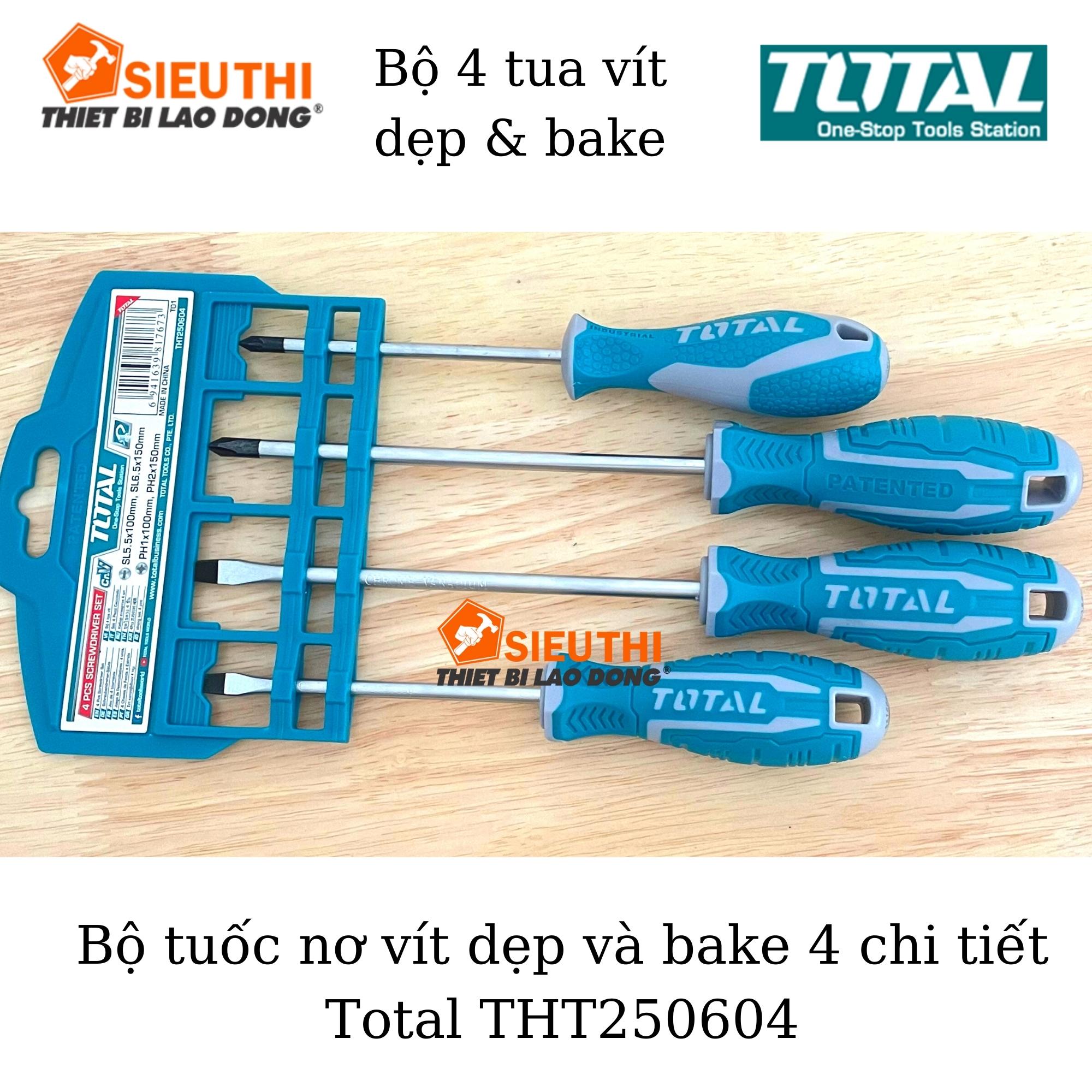 Bộ 4 tuốc nơ vít dẹp và bake Total THT250604