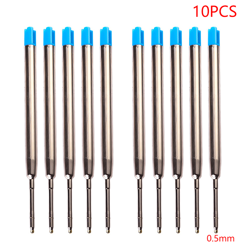 10pcs 0.5mm G2 Metal Roller Ballpoint Pen Refill Medium Nib Blue Black Color Ink Ball Pens Refill for School Office Writing Stationery