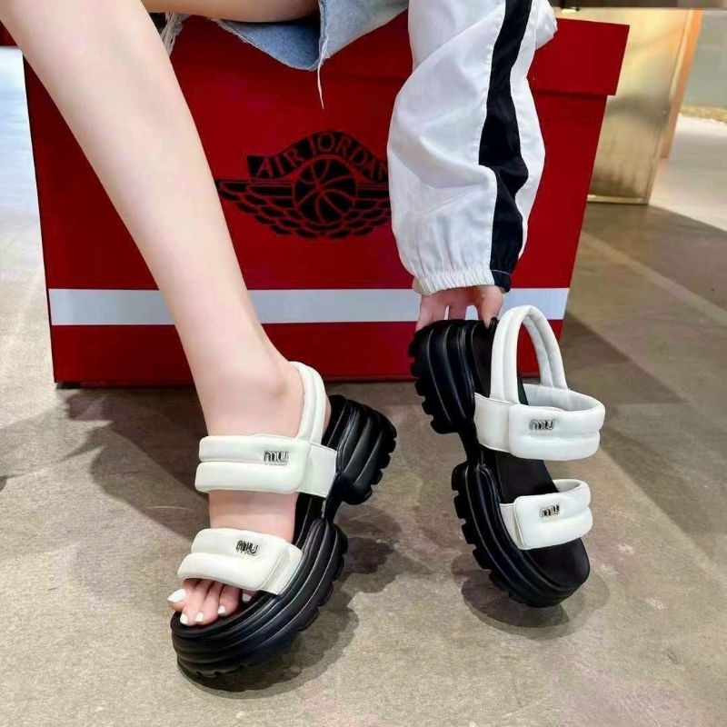 AA18-Sandal quai dán phồng miu miu đế xuồng hàng quảng châu loại 1