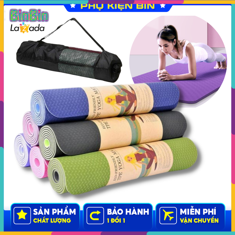 Thảm tập yoga chống trượt có túi, Thảm tập yoga TPE cao cấp, Thảm tập thể dục tại nhà, Thảm tập gym, thảm tập yoga định tuyến