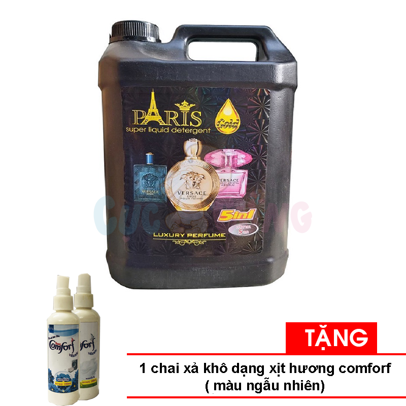 Nước Giặt Paris Thái Lan 5 lít hương nước hoa ( giặt xả 5in1) TẶNG 1 chai nước xả dạng xịt mùi ngẫu nhiên