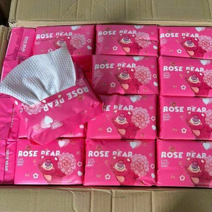 Khăn mặt khô đa năng gấu dâu ROSE BEAR