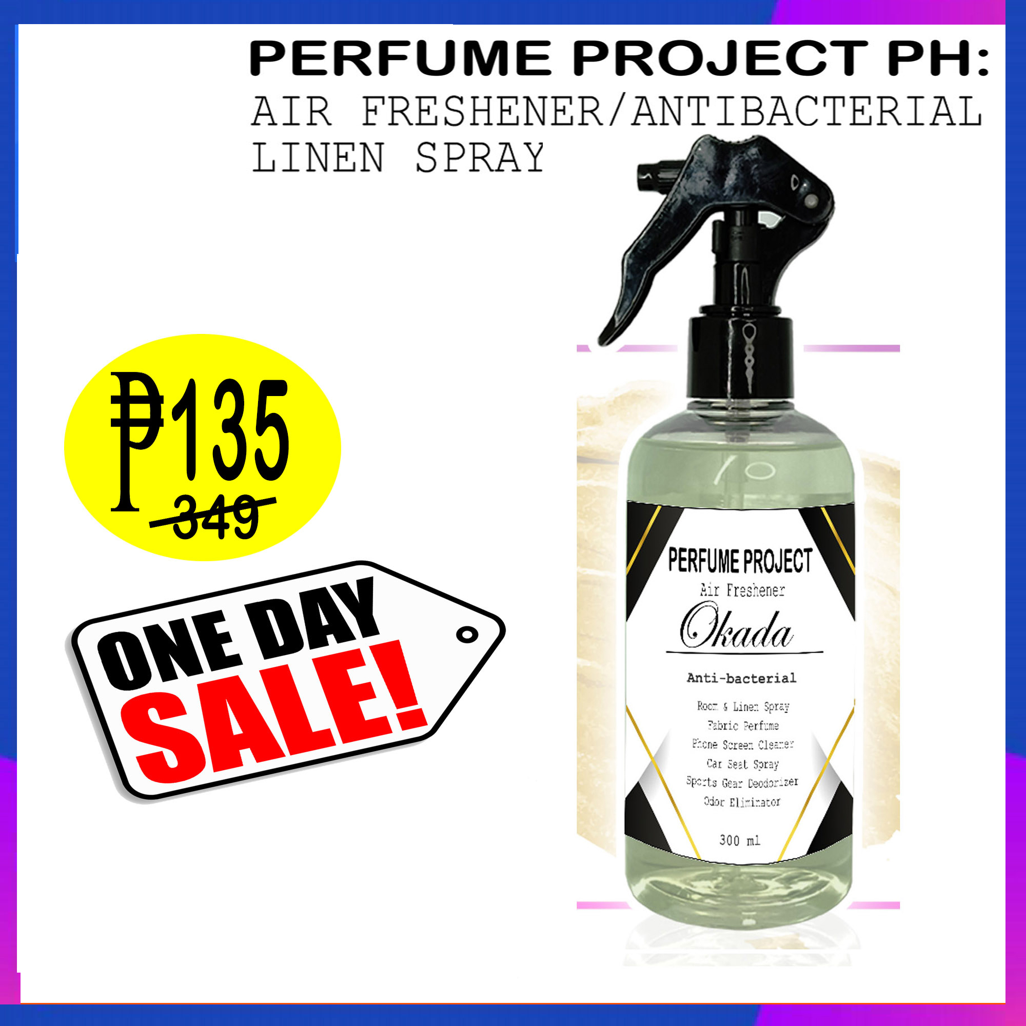 Okada Hotel Scent Air Freshener, Room and Linen Spray Antibacterial by