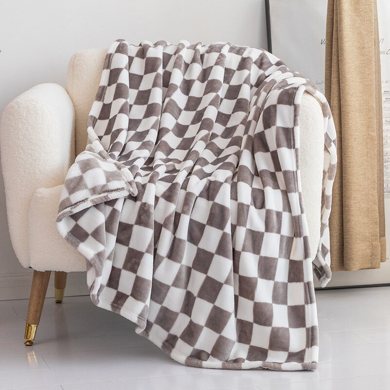 Retro Checkerboard Plaid Flannel Blanket Super Soft Warm Throw Blanket