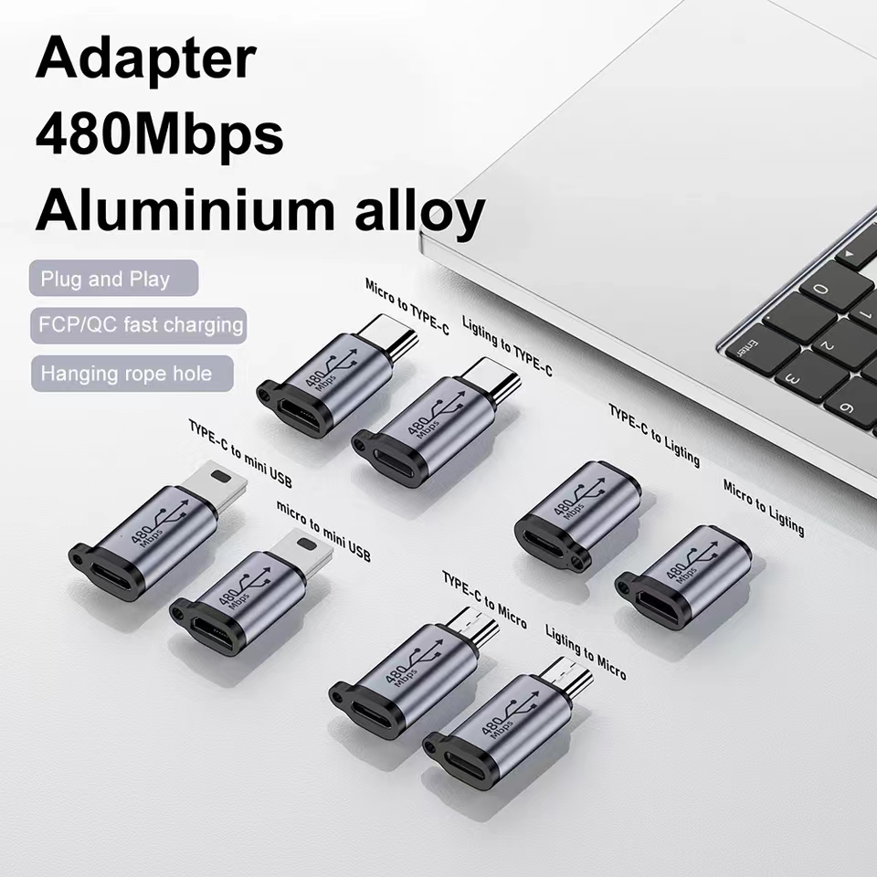Sạc Bộ chuyển đổi truyền dữ liệu cho Iphone điện thoại Android chuyển sang Type-C chiếu sáng tương thích cho điện thoại di động Adapter USB C Micro USB Phích cắm chuyển converte