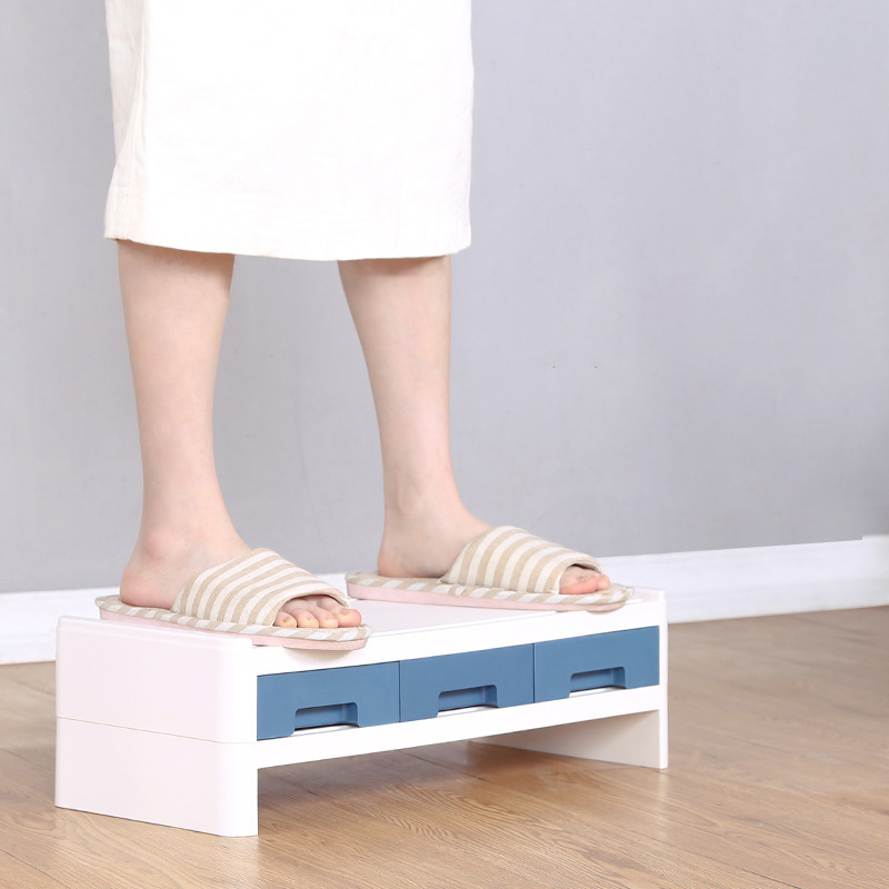 Desktop computer monitor, elevated office, desktop storage box, neck guard, screen, drawer shelf
