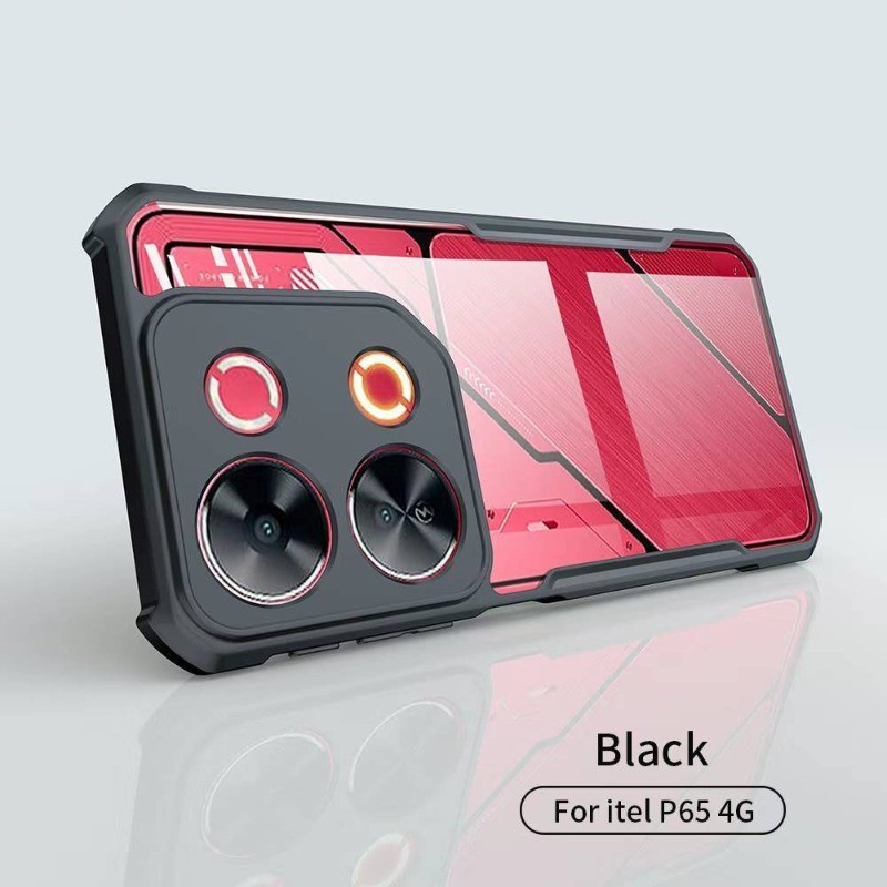 itel A50C Phone Case for Itel P65 RS4 P55 4G 5G A50 A70 A60 A60s A05s S24 S23 S23+ S18 Pro Vision 5 Transparent Shockproof Phone Casing Armor Acrylic Soft TPU Anti-fall Back Cover
