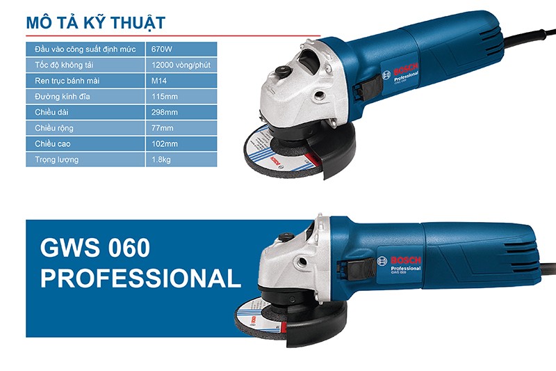 Máy Mài Góc 670w Bosch Gws-060