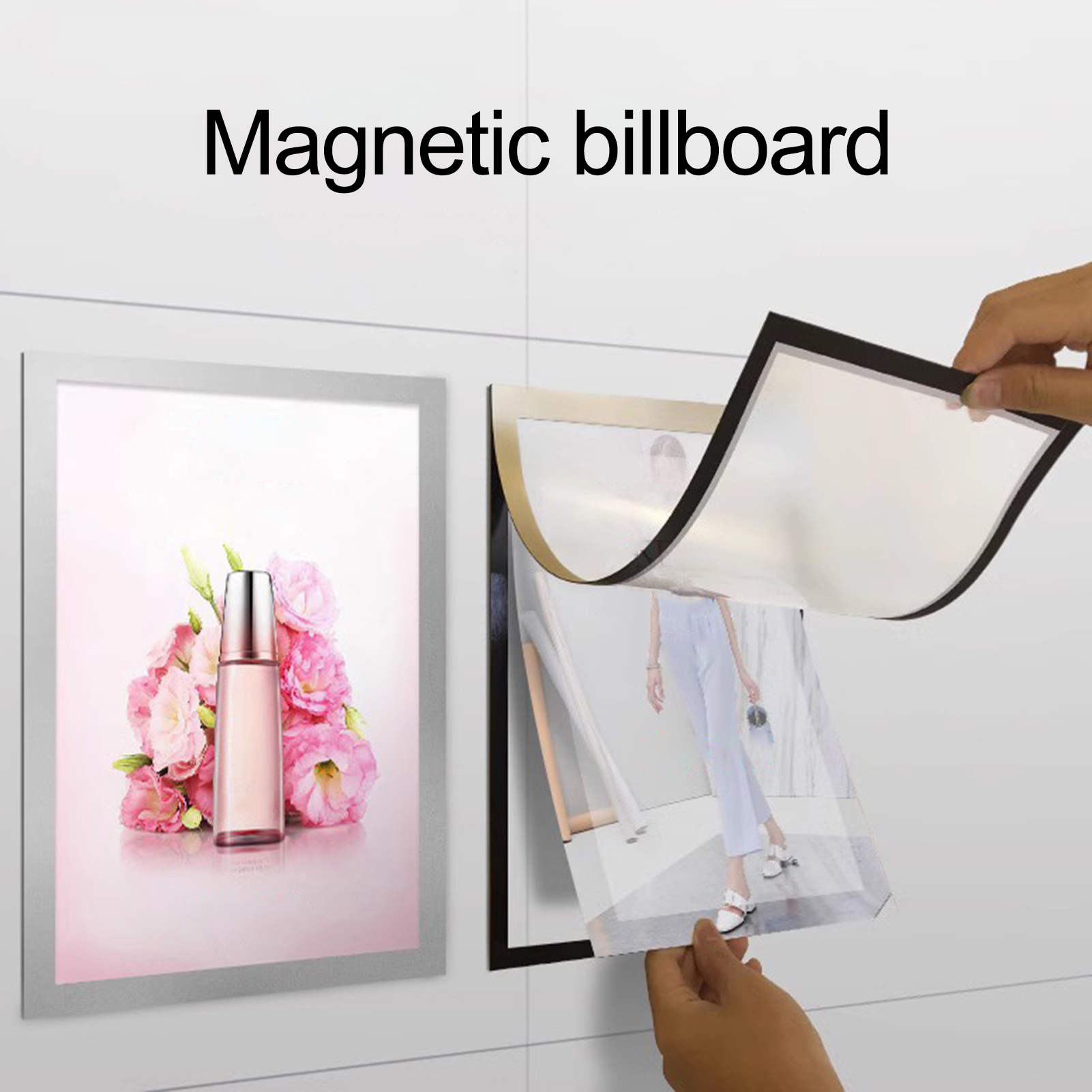 3-Pack Magnetic Sign Holders 8.5x11 - Wall Mount Self-Adhesive Display Frames With PVC