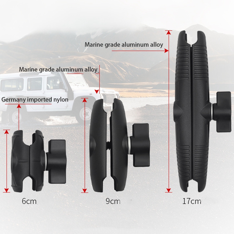 Arm Double Socket Arm for RAM with 1 Inch Ball Base Mount Motorcycle Camera Extension Arm