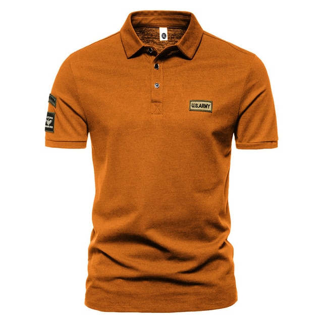 New Men's Outdoor Military Style US Style Short-Sleeved Lapel T-Shirt Casual Button T-Shirt