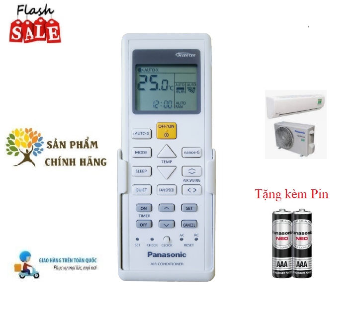 Remote Điều khiển điều hòa Pa_na_so_nic CS-XU12UKH-8//XU9UKH-8//XU18UKH-8//XU24UKH-8- Hàng chính hãng