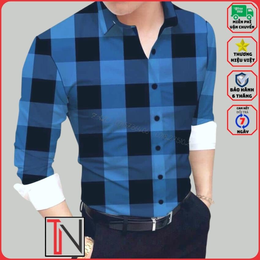 Áo Sơ Mi Nam Tay Dài Họa Tiết Sọc Caro Kiểu Hàn Quốc Đẹp -MSA13- Chất Liệu Lụa Twill Mềm Mại , Mịn Màng , Chống Nhăn , Siêu Mát , thấm hút mồ hôi nhanh🔸 TANNGUYEN 🔸