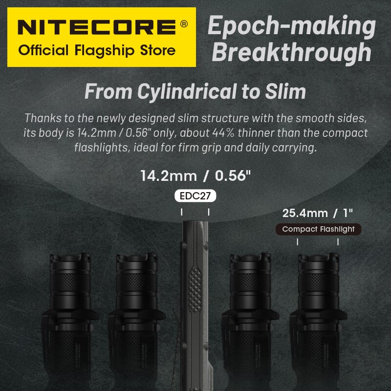 NITECORE EDC27 USB-C Rechargeable Flashlight Tactical Mini Keychain Light EDC Troch Light 3000 Lumens