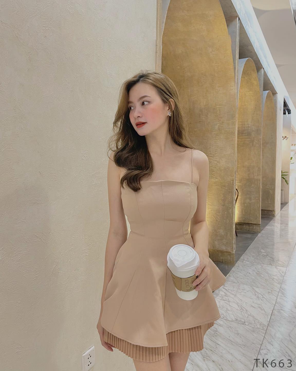 Áo 2 dây form peplum dáng xòe hàng thiết kế