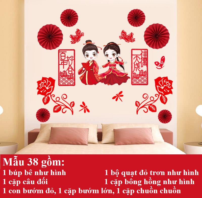 {Sẵn hàng y hình} Set trang trí phòng cưới, tiệc cưới trang trí tân hôn