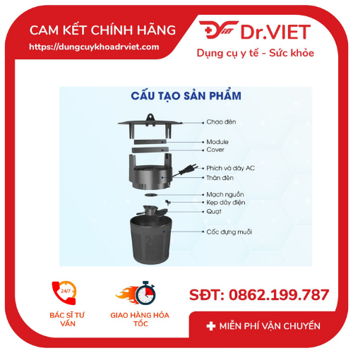 Đèn bắt muỗi Rạng Đông thông minh DBM01 5W[Chính hãng] - không gây tiếng nổ, không tạo mùi khét.