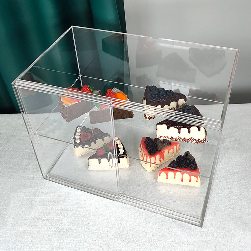 2 Tier Cupcake Cake Display Case Cabinet Stand Bakery Pastry Donuts Holder  5mm Thick Transparent