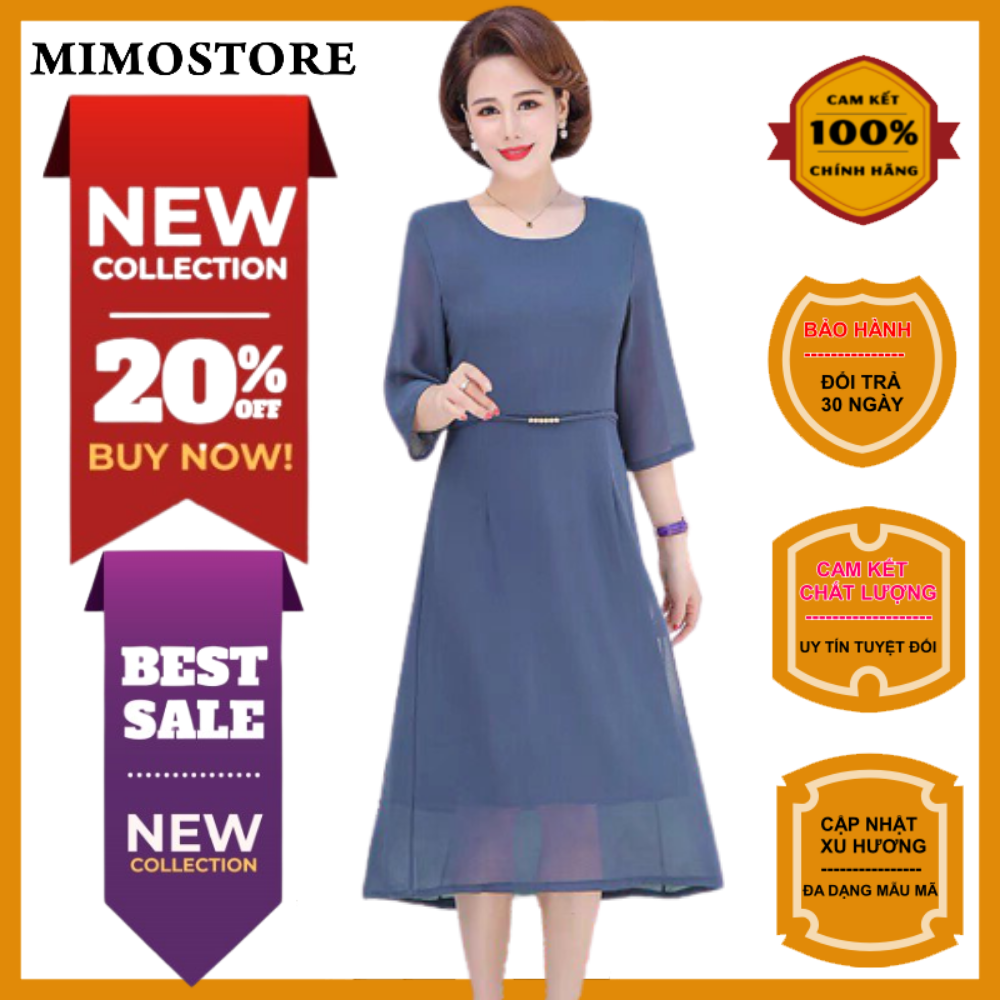 Đầm váy nữ thời trang trung niên,kiểu dáng suông,cổ tròn,tay lỡ ,mẫu trơn,chiều dài đến bắp chân,mẫu thiết kế sang trọng,tinh tế lịch sự phụ hợp tuổi trung niên,dùng đi du lịch đi dự tiệc chính hãng Thiên Tú Store Thientustore9