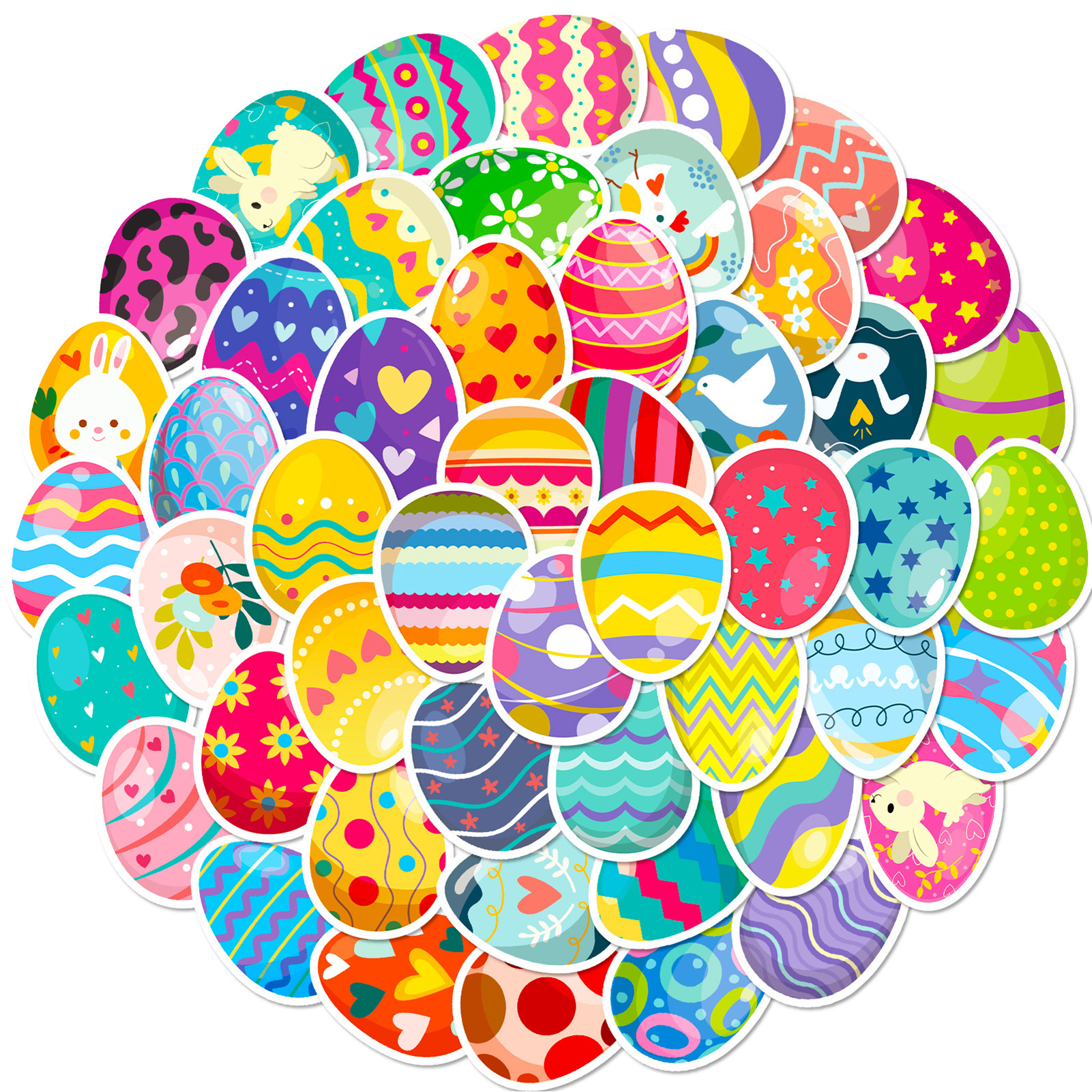 Waterproof Easter Stickers Easter Eggs Stickers Colorful Easter Egg Stickers Waterproof Decals for Water Bottles Laptops Skateboards Diy Festival Decoration