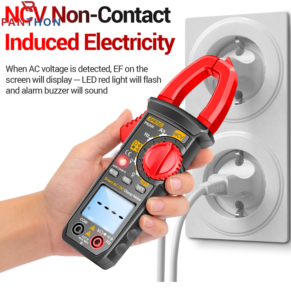 【💕Ready Stock🎉】PANTHON PN200 Digital Clamp Meter Multimeter AC Current and AC/DC 4000 counts Voltage Tester with Amp Volt Ohm Resistance Test Auto-Ranging