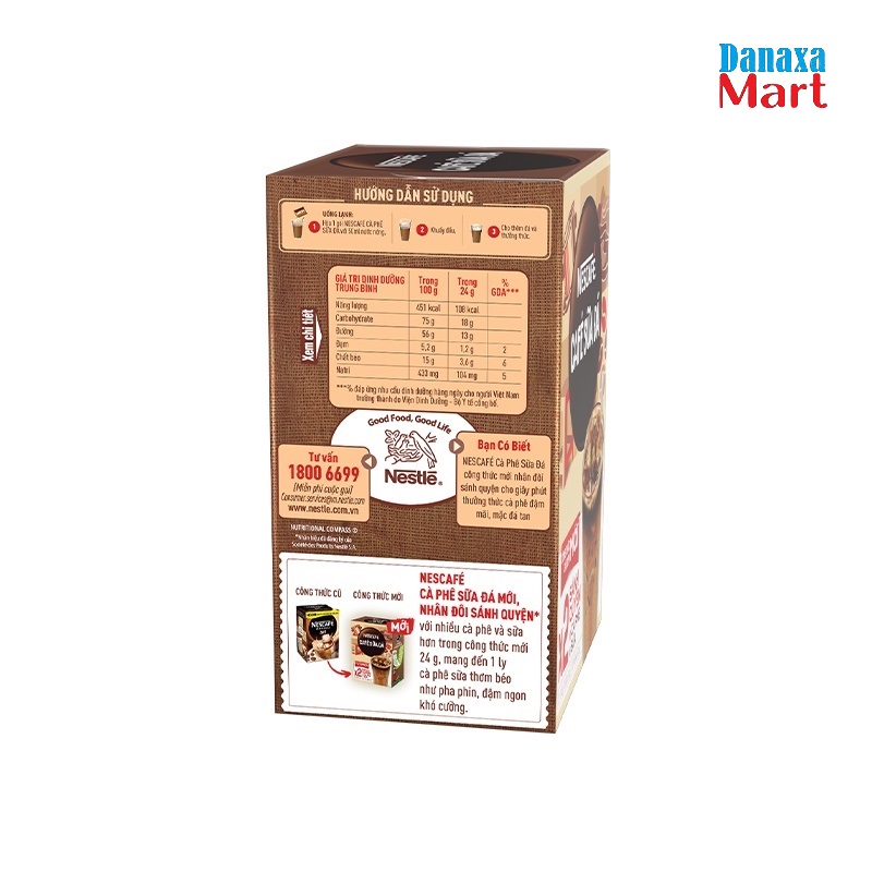 Combo 4 Hộp Cà Phê Hòa Tan Nescafé 3in1 Cà Phê Sữa Đá (Hộp 10 gói x 24g)